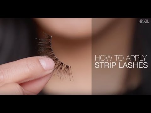 How to Apply Strip Lashes Tutorial Image showing how to apply Ardell strip lashes for a flawless, natural lash extension effect.