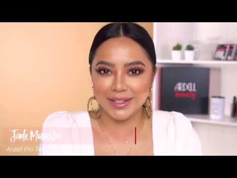 Jade Munster shares Ardell Pro Tips for flawless lash application in a beauty tutorial video still.