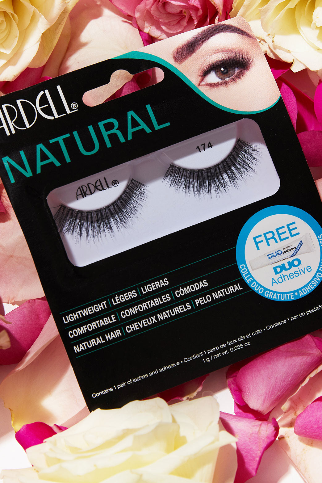 Ardell Natural Lashes in style 174 made with natural hair for a lightweight, comfortable everyday lash look.