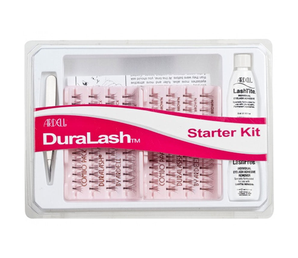 Ardell Duralash Combo Lengths Starter Kit - Brown in retail case featuring LashTite adhesive, LashFree remover and tweezers