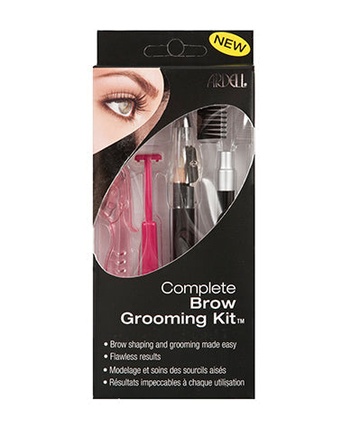 Front of Ardell Complete Brow Grooming Kit in a wall hook ready pack with labeled details