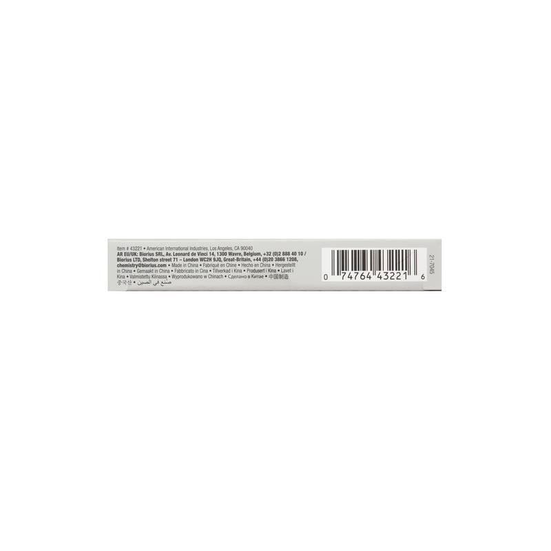Product label with a barcode on a white background