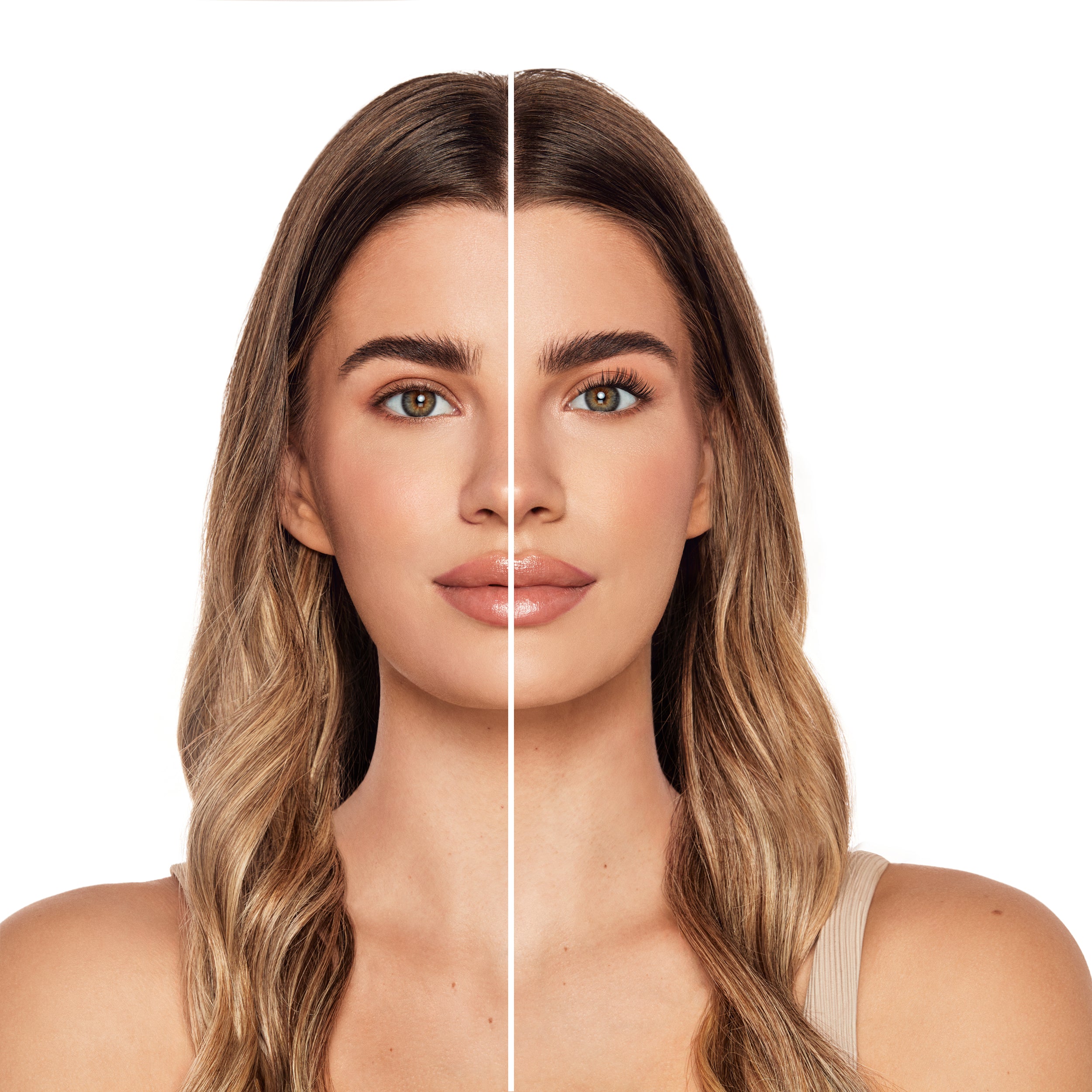 Before and after comparison of Seamless Underlash Fauxmink D Curl on Model with Round shaped eyes 