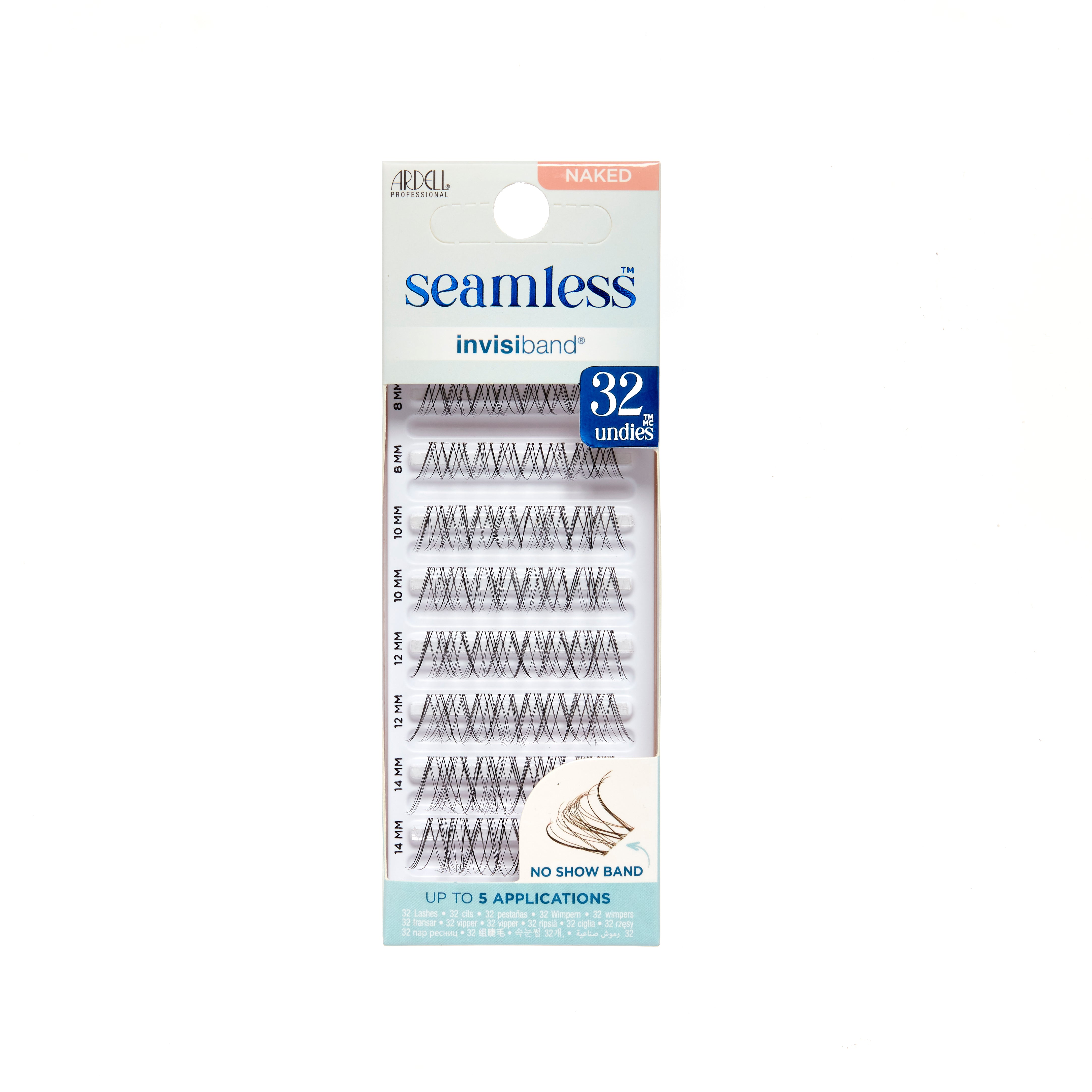 Front packaging of Seamless Underlash Extensions Naked with Invisiband 32 Ct