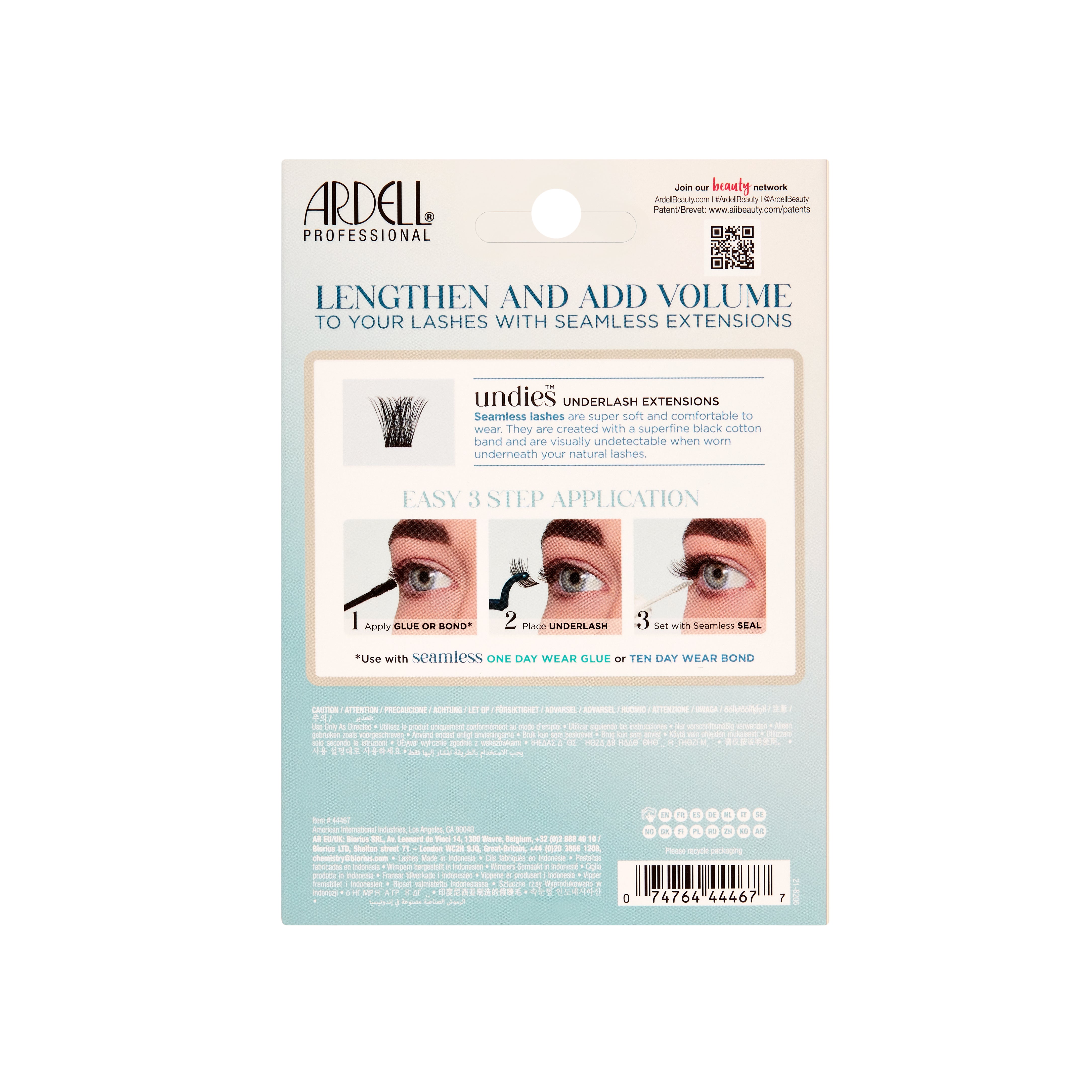 Back packaging of Seamless Underlash Extensions Light As Air 100 ct