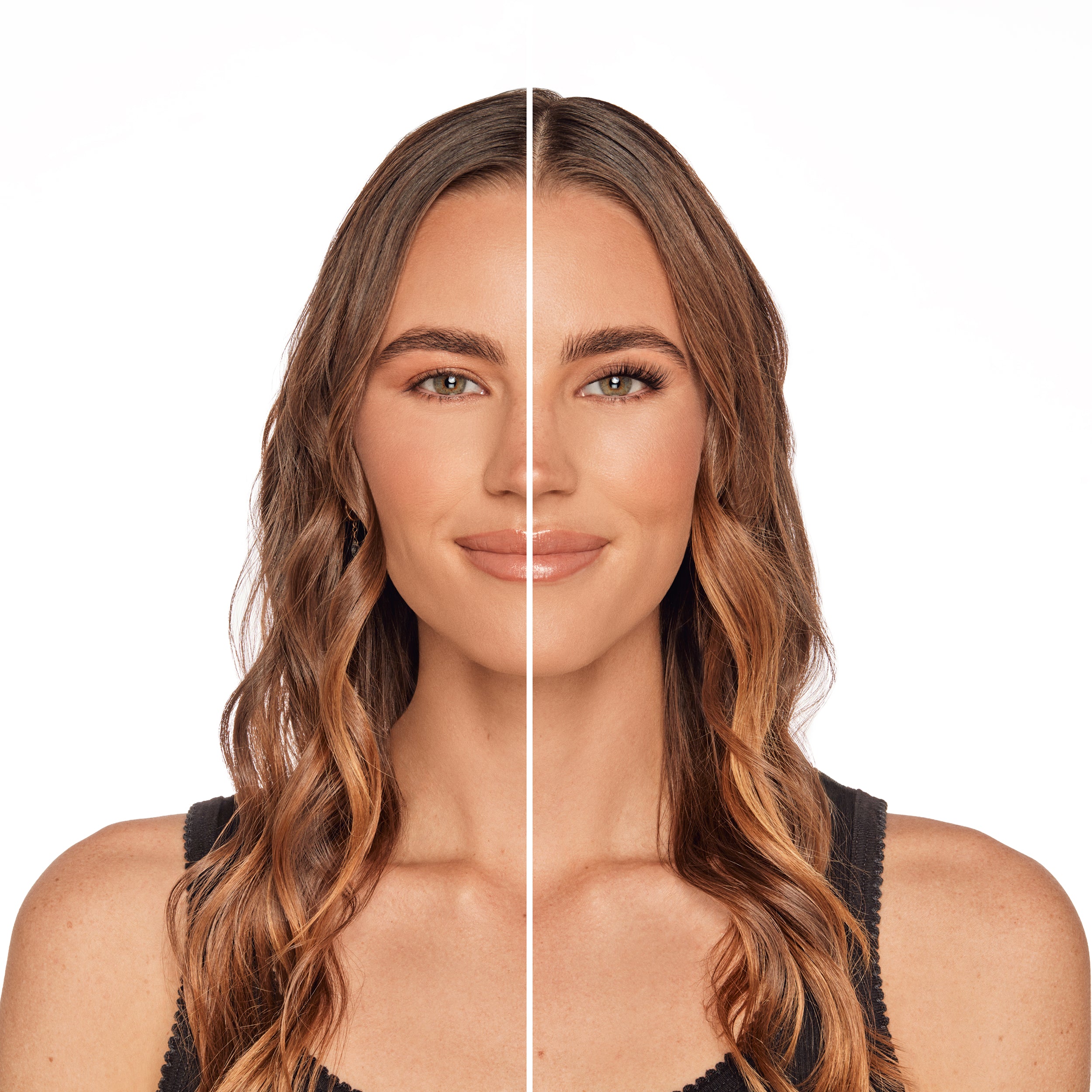 Before and after comparison of Seamless Underlash Extensions Light As Air on Model with Almond shaped eyes 