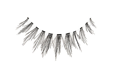 Frontage of a single Ardell Wispies Clusters 603 Striplash featuring its  length, flared, & winged out lash