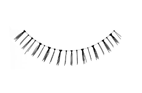 Close-up of an Ardell Natural 112 - Black false lash for the right eye featuring clustered lash fibers