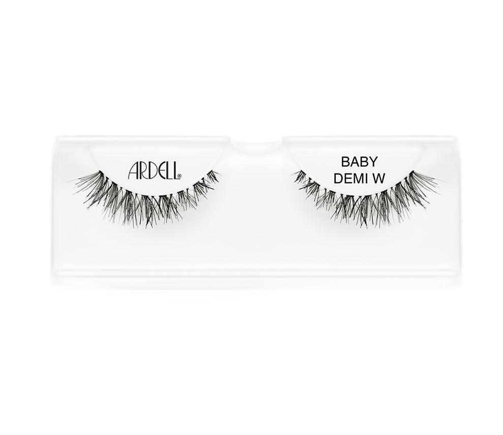 A set of Ardell Baby Demi Wispies was placed on its inner container with some texts on it