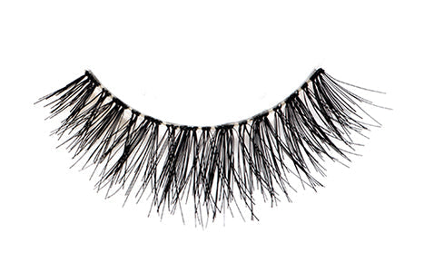 A closeup shot of Ardell Double Wispies featuring its flattery, medium volume & long lashes