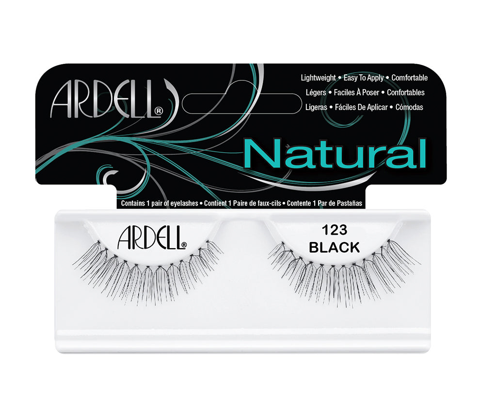 A single pair of Ardell Natural 123 showing its two-layered lashes & rounded lash style