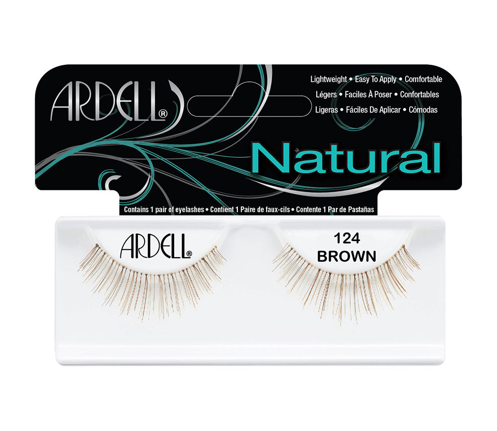 Frontage of 1 pair of natural eyelashes wall-hook ready packaging with printed product details and information