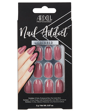 Front of Ardell Nail Addict Premium Artificial Nail Set in Sweet Pink color in packaging