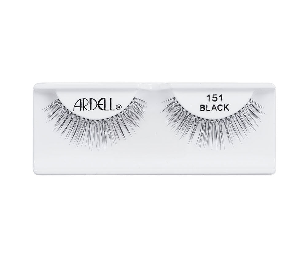 Pair of Ardell Soft Touch 151 faux lashes in inner packaging labelled "Ardell" & "151 Black"