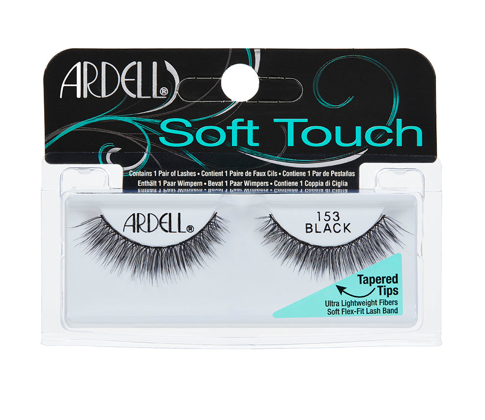 Close-up of an Ardell Soft Touch 163 false lash for the right eye with the pre-curved band for perfect contour fit