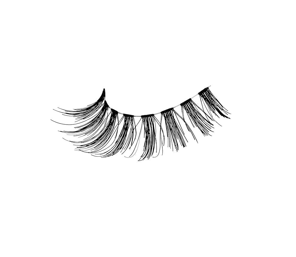 An angle shot of Ardell Wispies Clusters 601 Striplash featuring its signature wispies style, crisscross, feathering & curl