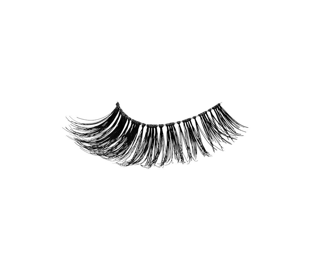 A closeup shot of Ardell Studio Effects Demi Wispies showing its full volume, long length, flared, winged out lash style