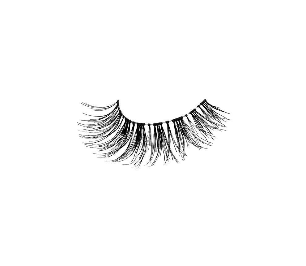 A closeup shot of Ardell Studio Effects Wispies showing its full volume, long length, flared, winged out lash style