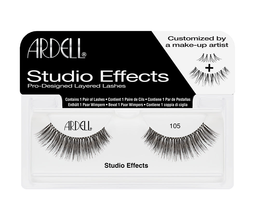 A pair of Ardell Studio Effects 105 in its retail packaging with some texts on the box