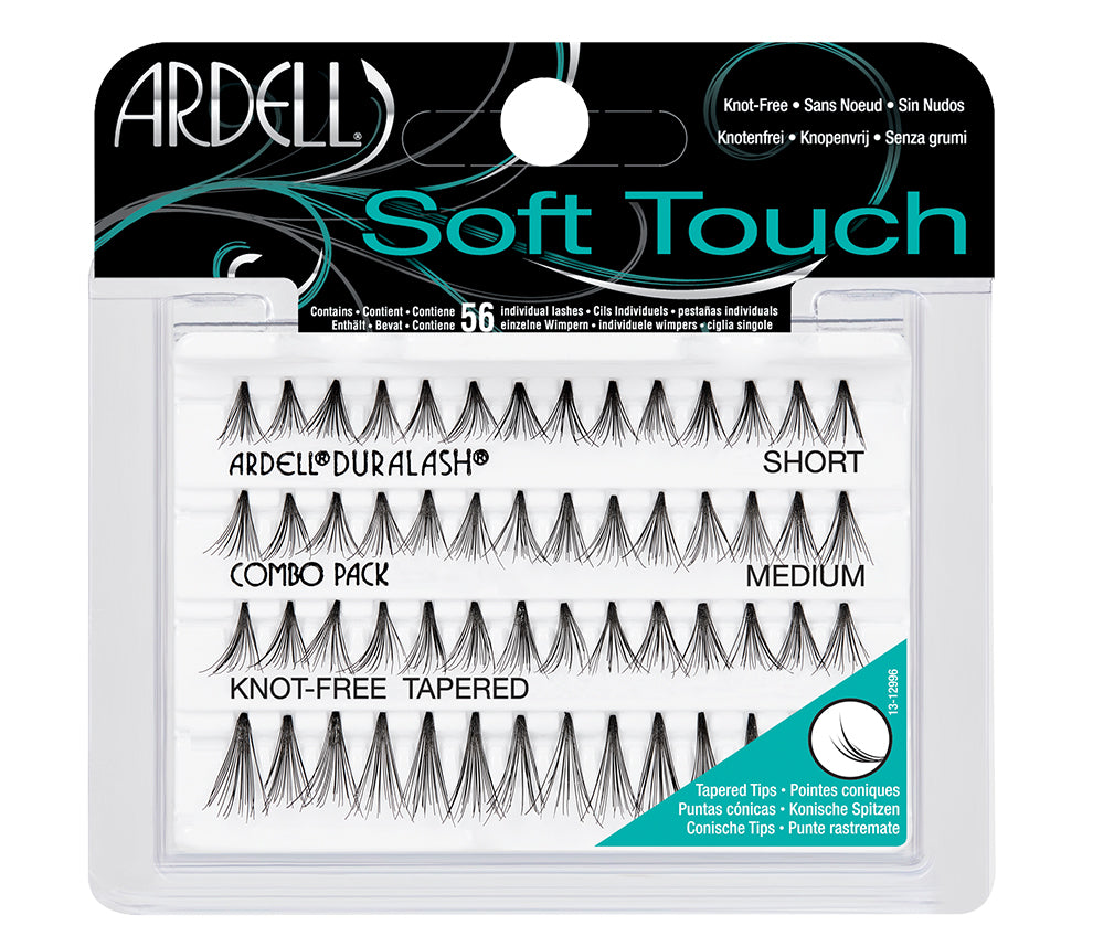 Front view of Ardell Soft Touch Individuals Combo Pack in complete retail wall hook packaging featuring 3 different lengths