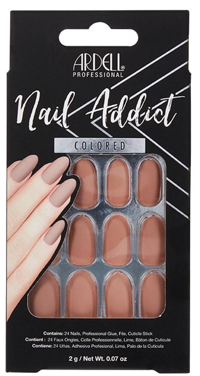 A front view of Ardell Nail Addict Artificial Nail -  Barely There Nude in packaging
