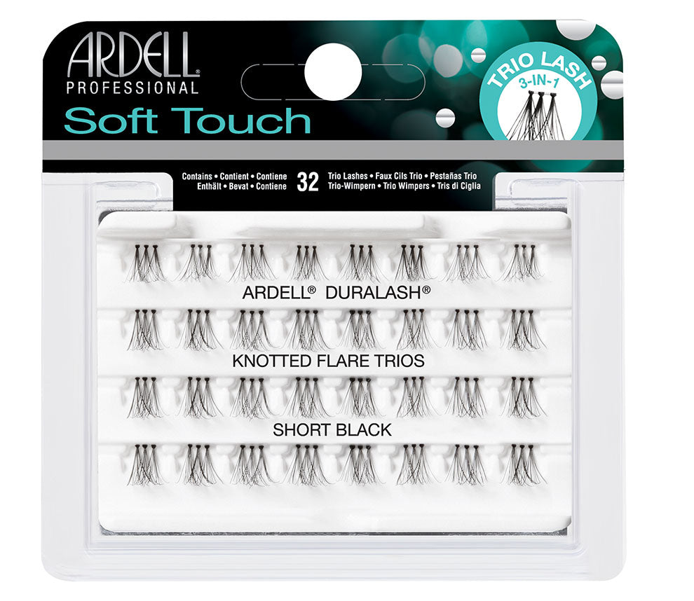 Complete Ardell Soft Touch Trios Individuals Short set of 32 lightweights knotted false lash trios in retail packaging