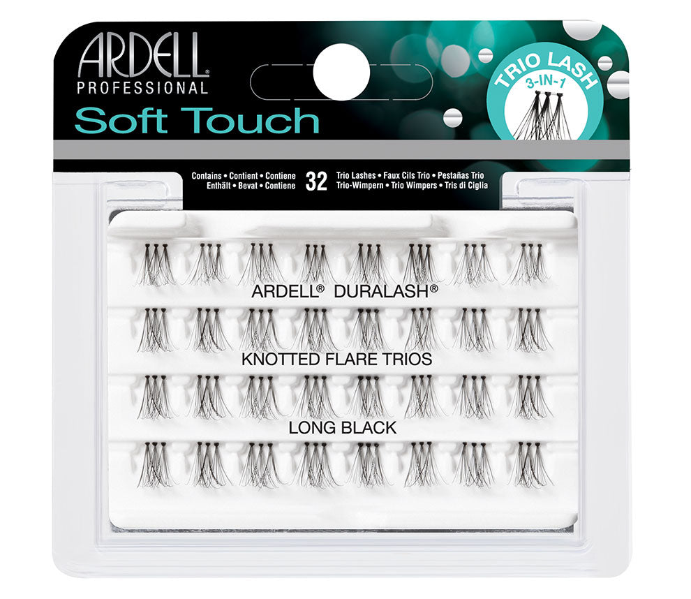 Ardell Soft Touch Knotted Flare Trio Lashes Long Black – Customizable trio lashes for full, fluttery volume with a soft, seamless finish.