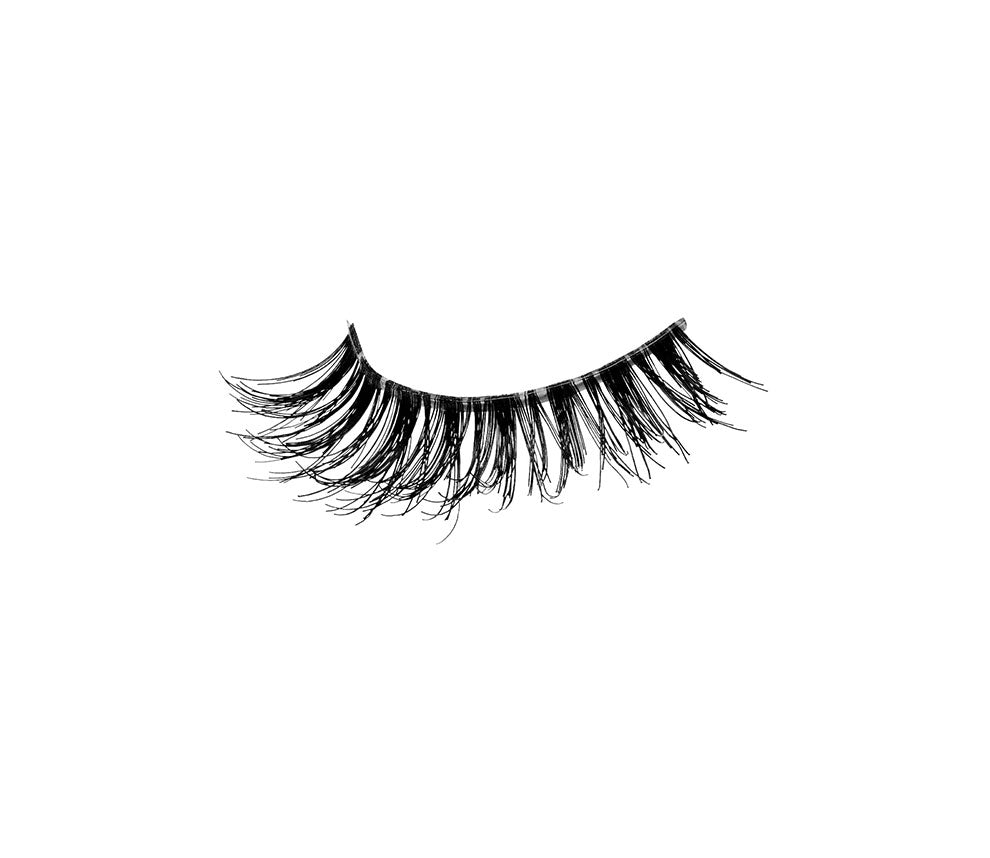 A closeup shot of Ardell Studio Effects 232 showing its full volume, long length, flared, winged out & layered lash style