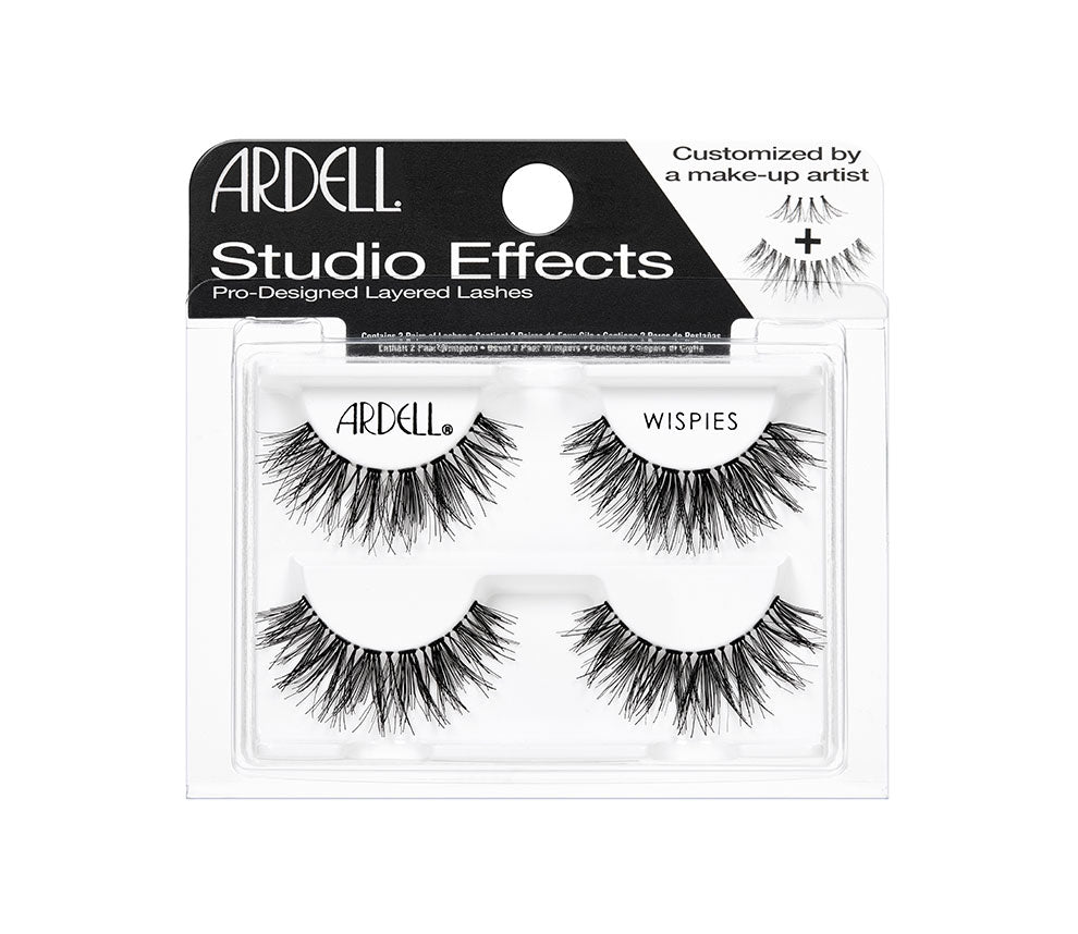 2 Pairs of Ardell Studio Effects Wispies inside its retail packaging with texts on the box