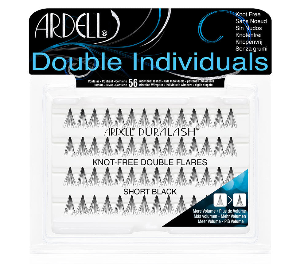 Ardell Double Individuals Knot-Free Double Flares Short Black, 56 individual lashes for flexible volume.