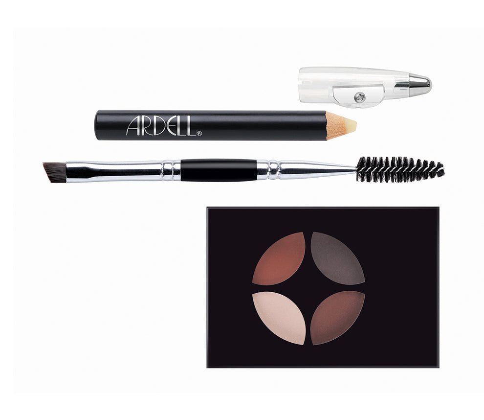 Ardell Brow Defining Kit Medium featuring Brow Pencil, Brush/Spoolie tool, & 4-shade defining palette