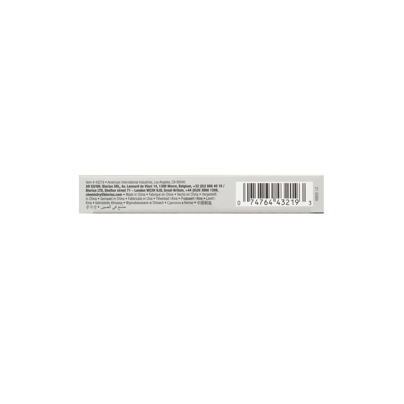Product label with a barcode on a white background