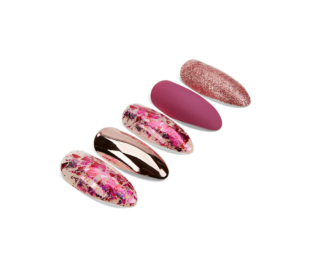 Ardell Nail Addict Artificial Nail in Chrome Pink Foil in an almond shape