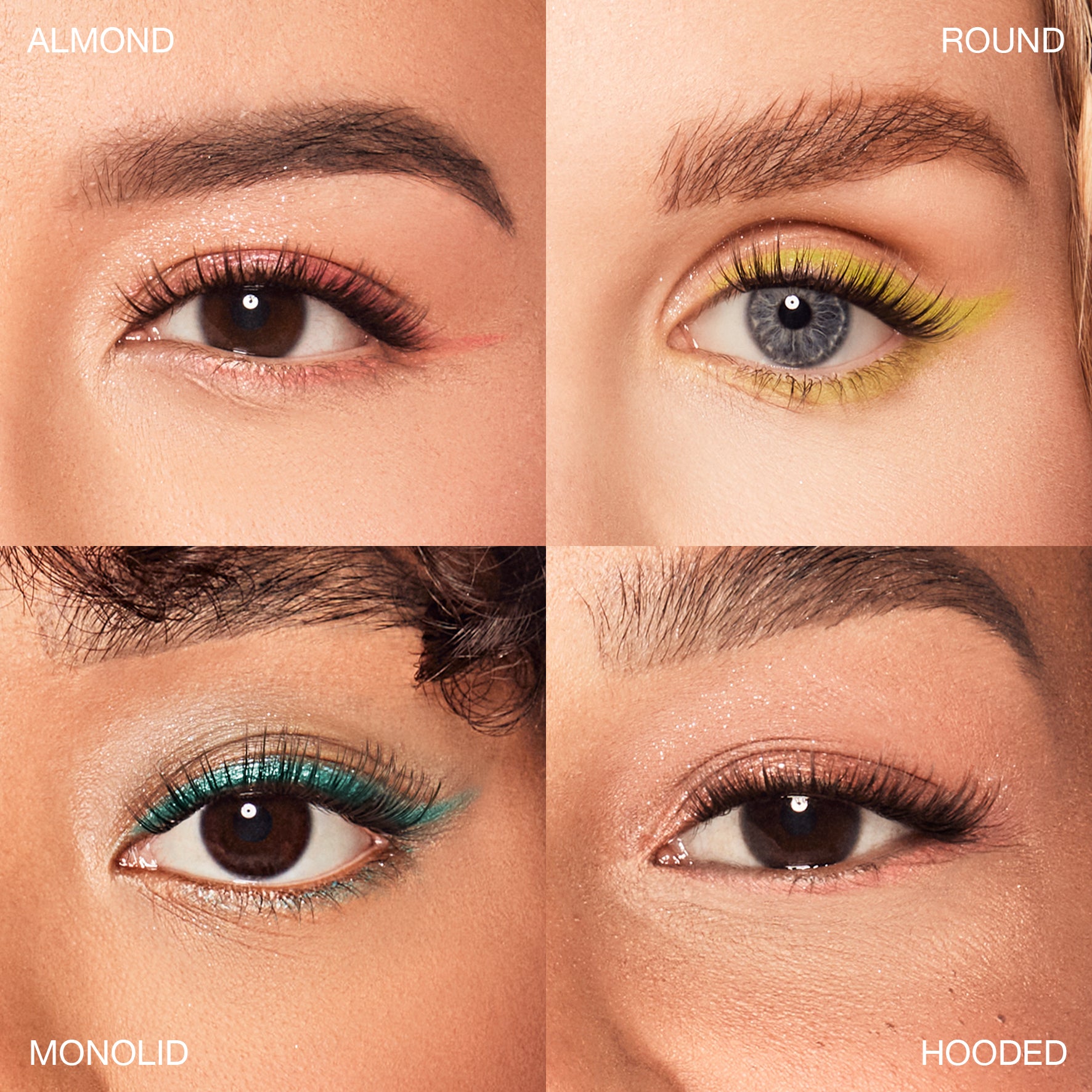 Winks Press On Natural eyelashes on 4 different eye shapes