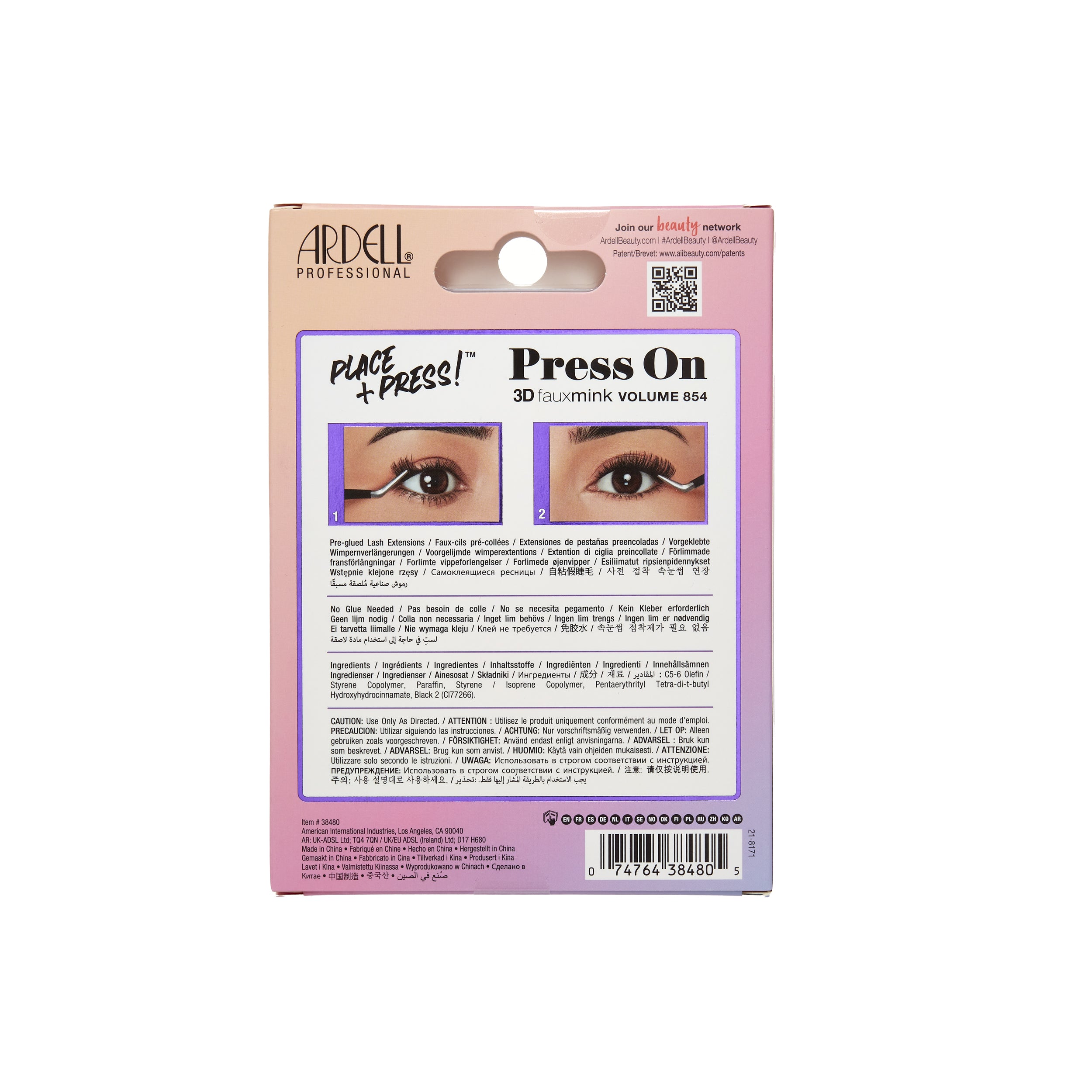 Press On Overlash 3D Fauxmink Volume 854 Back
