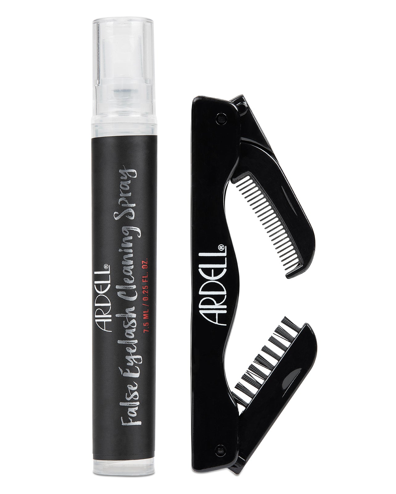 Ardell False Eyelash Cleaning Spray and dual-sided cleaning comb tool for reusable lash care