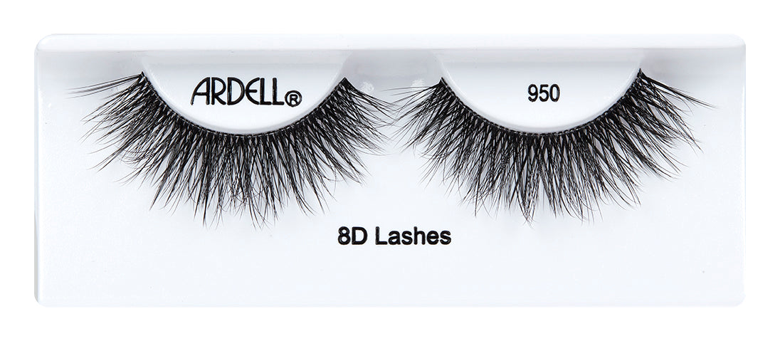 Ardell 8D Lashes 950 in tray showing full volume lashes with soft texture and lightweight Invisiband base.