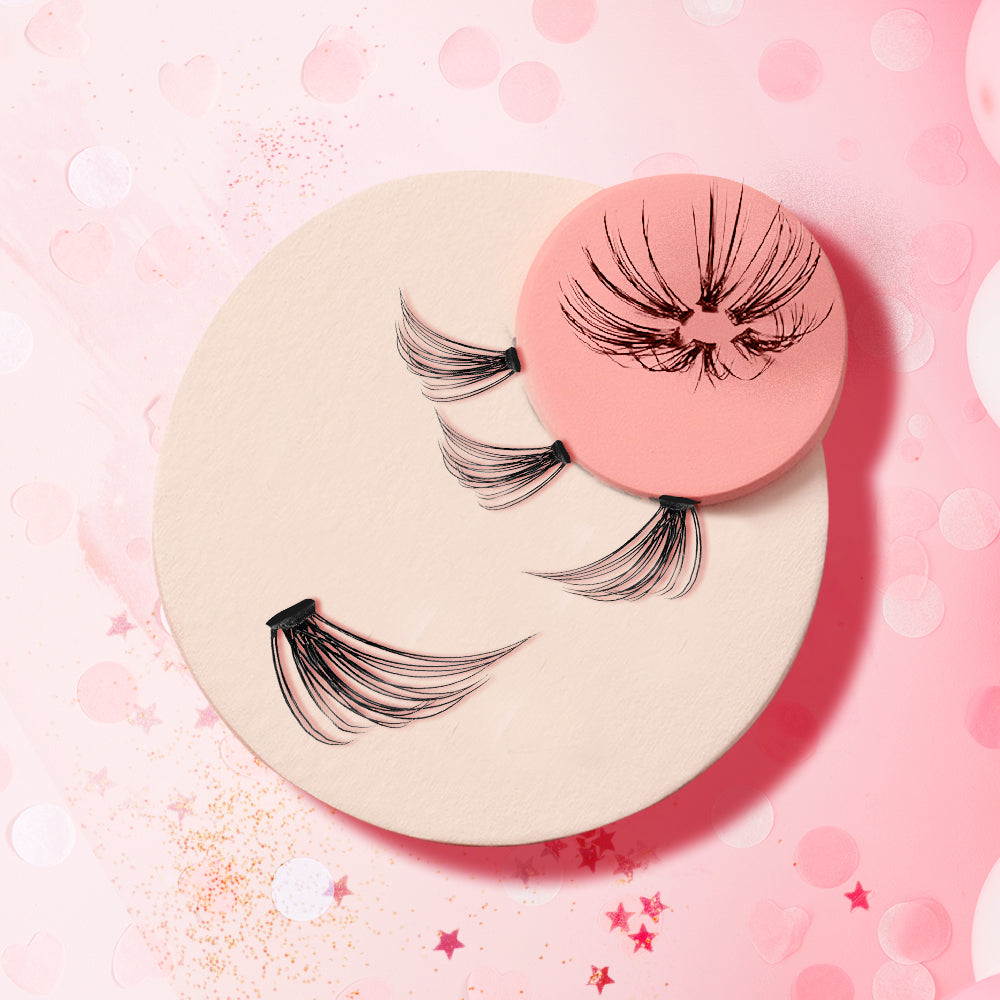 Top view of Ardell Fauxmink individual multi-layered lash showing its lush, feathered effect