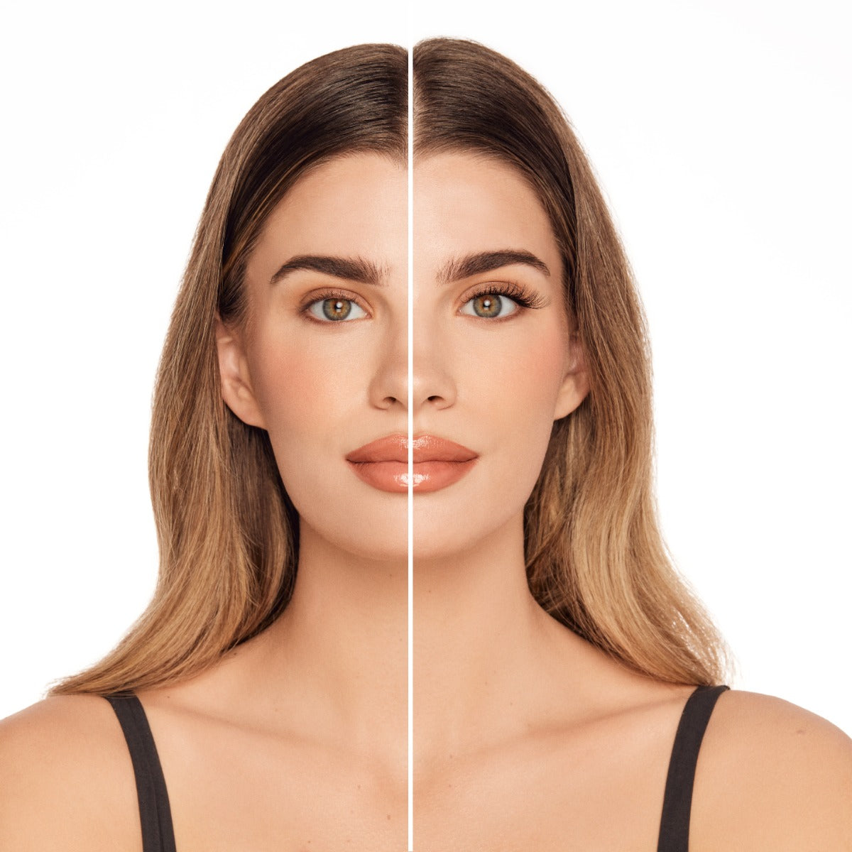 Seamless Underlash Extensions Naked shown on model with round eye shape