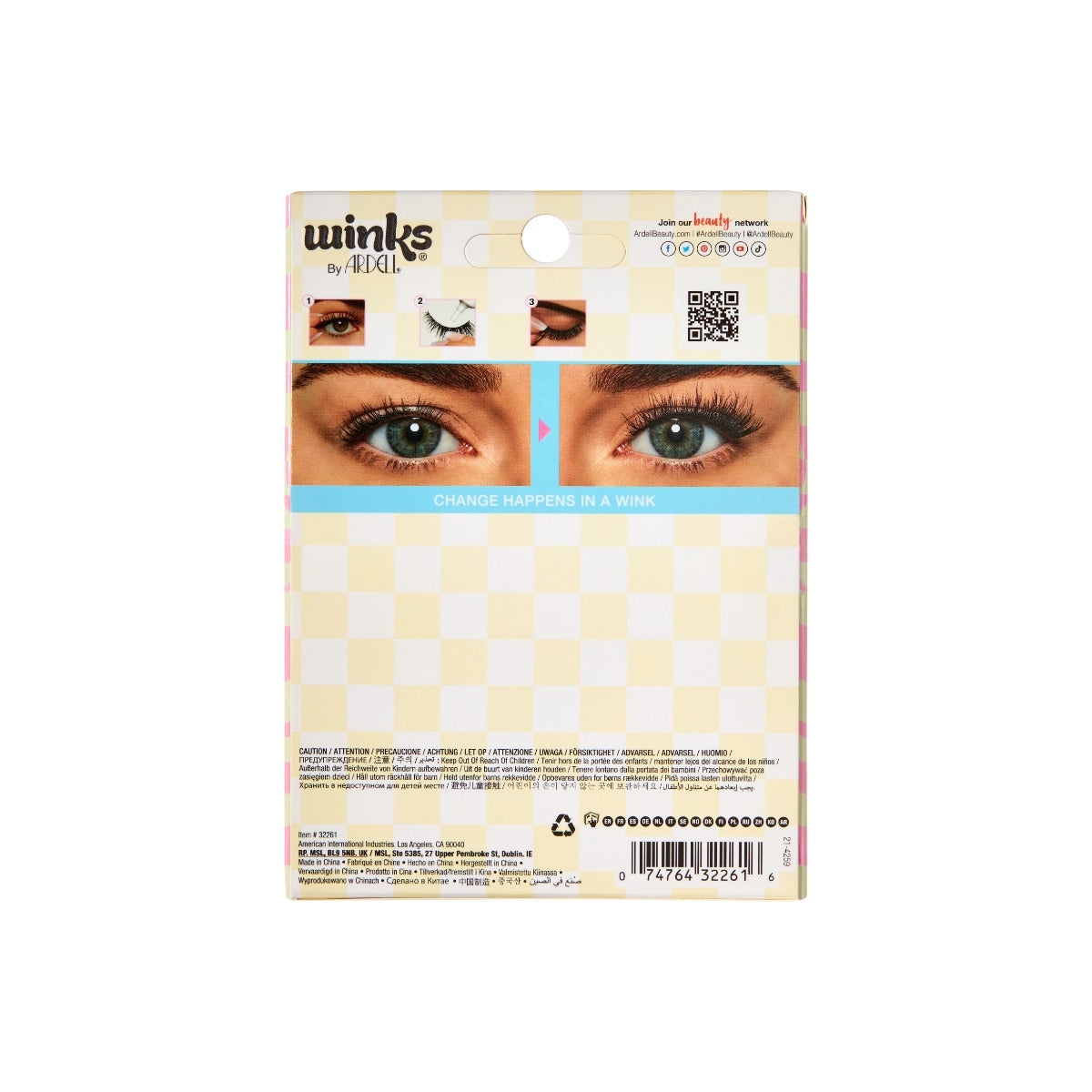 Back of Winks Be Yourself Lashes  Wish 4 pack packaging 