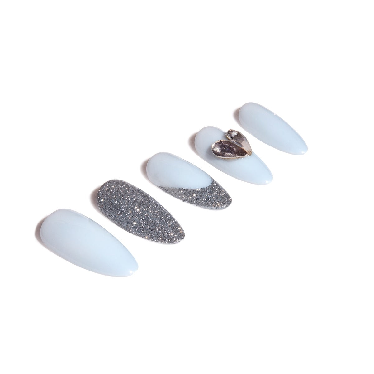5 sample nail strips of Ardell Nail Addict Flash & Sparkle Blazing Heart