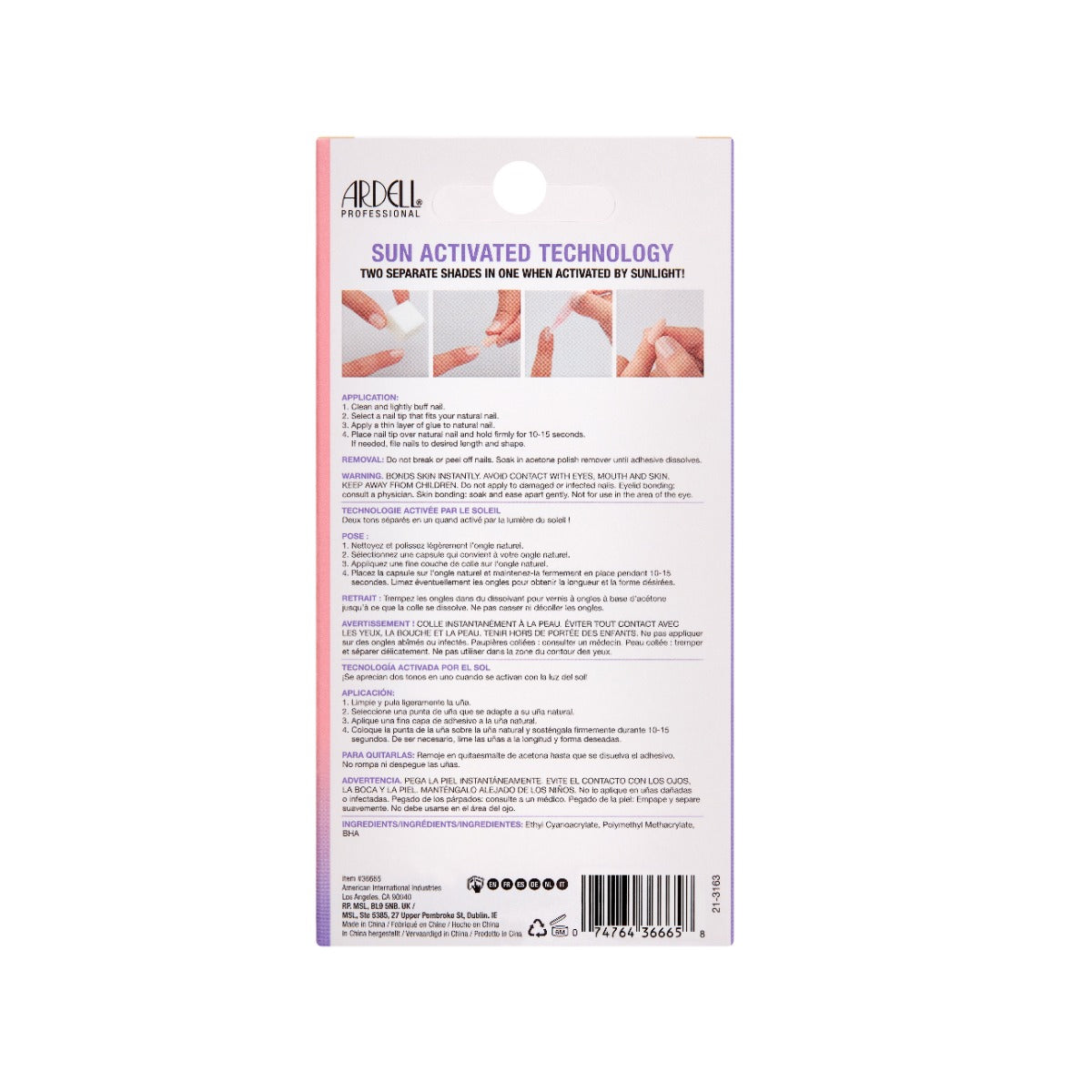 Back of 12 nail packaging 
