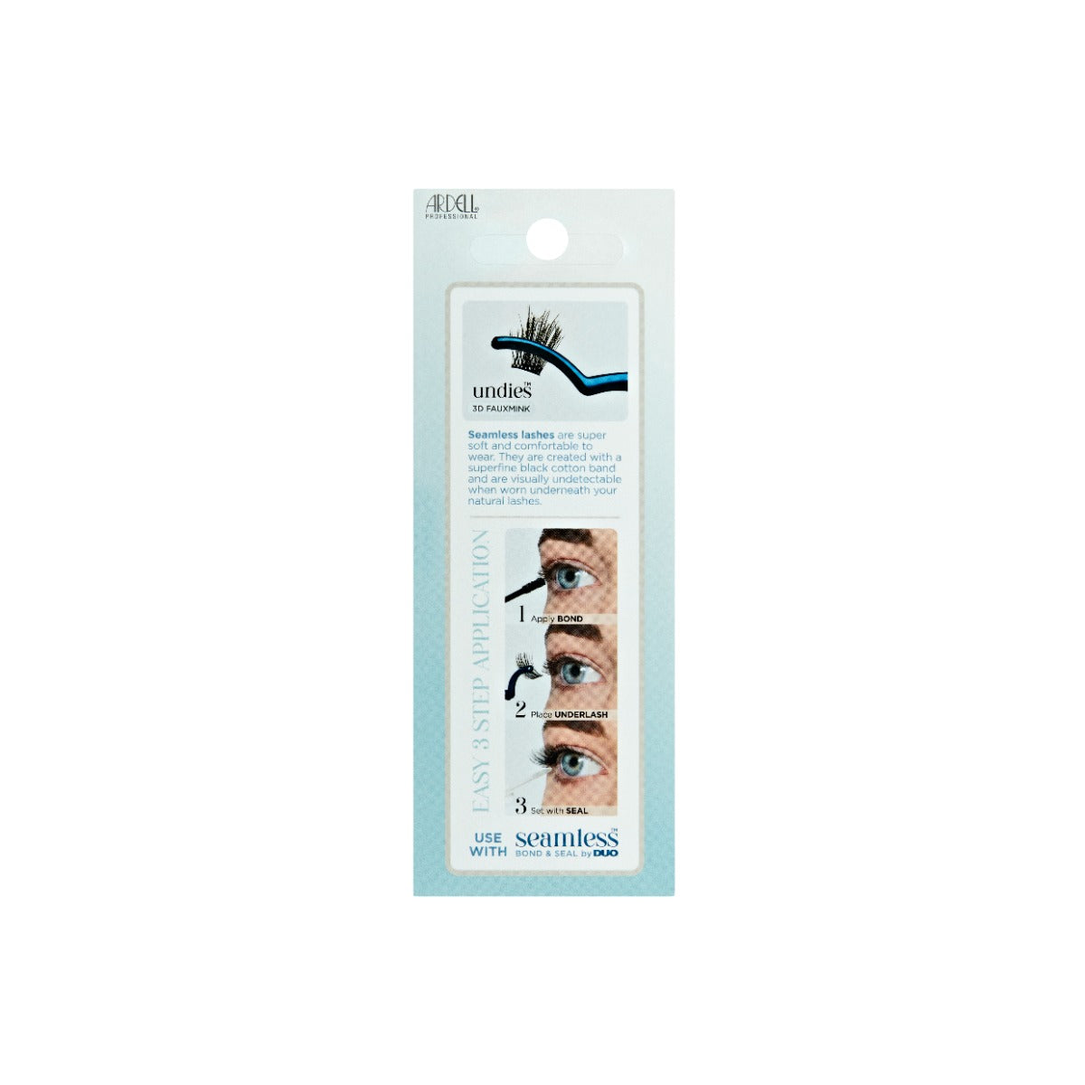 Back of Seamless Underlash Extensions 3D Faux Mink Refill sealed box