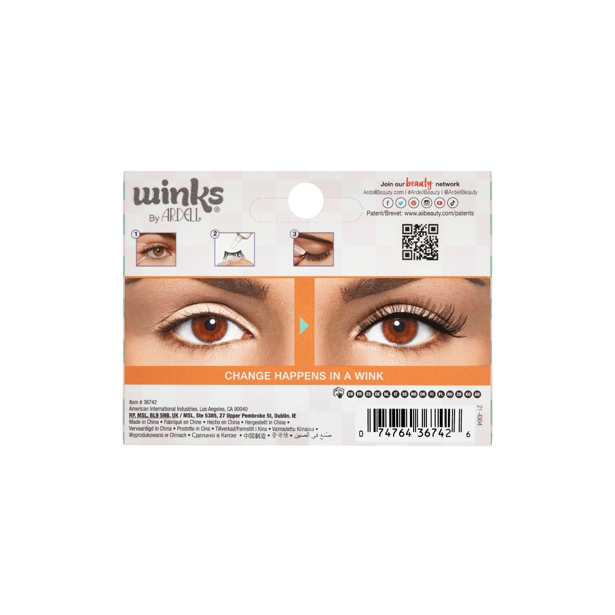 Back side packaging of Winks Half & Half Pre-Cut Lashes Déjà vu