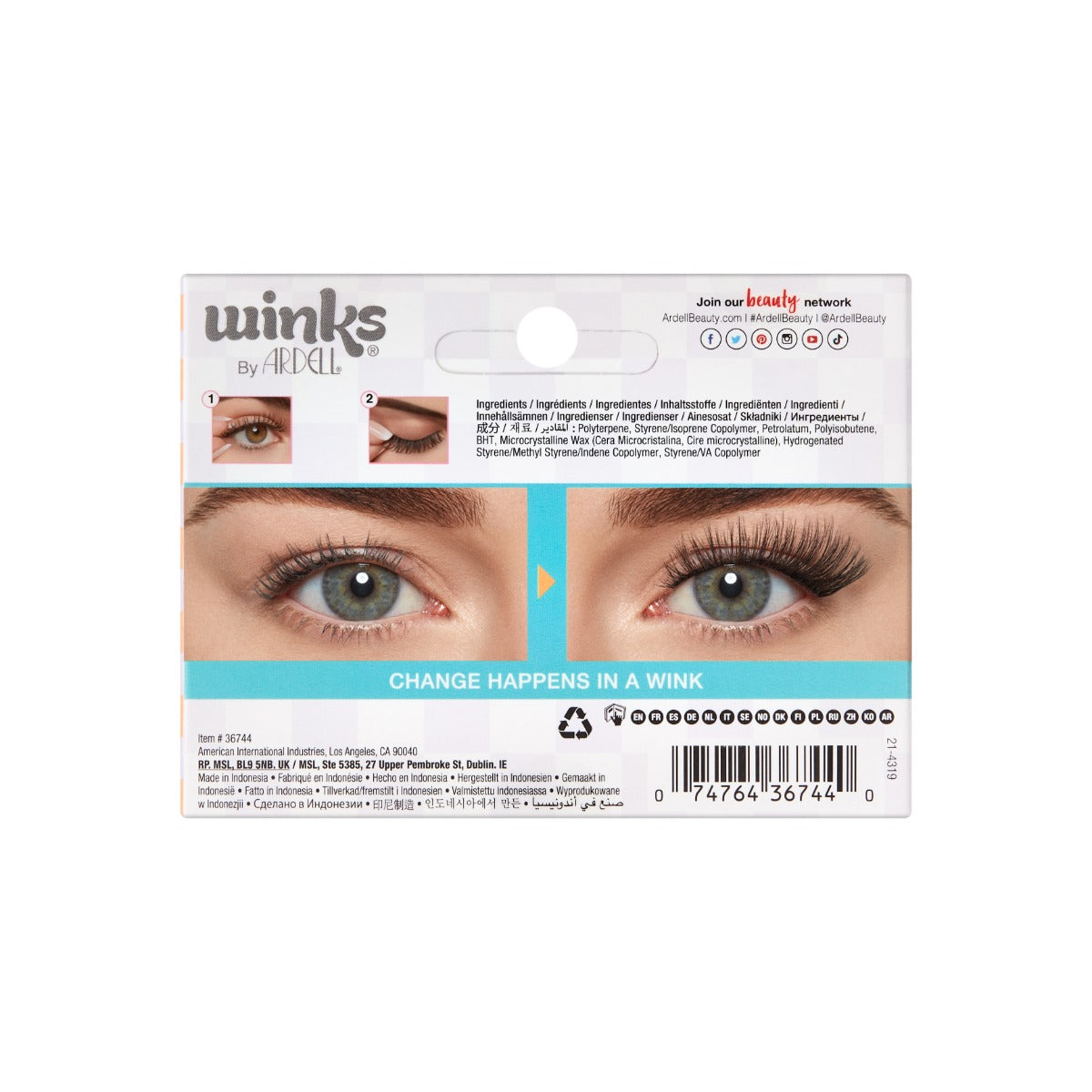 Back of Winks Self Adhesive Jewel box