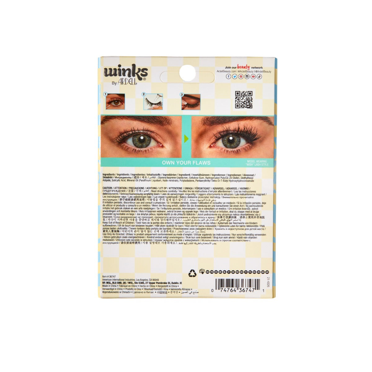 Back of Winks Be Yourself Wish + Vibez   Lashes & Patches packaging