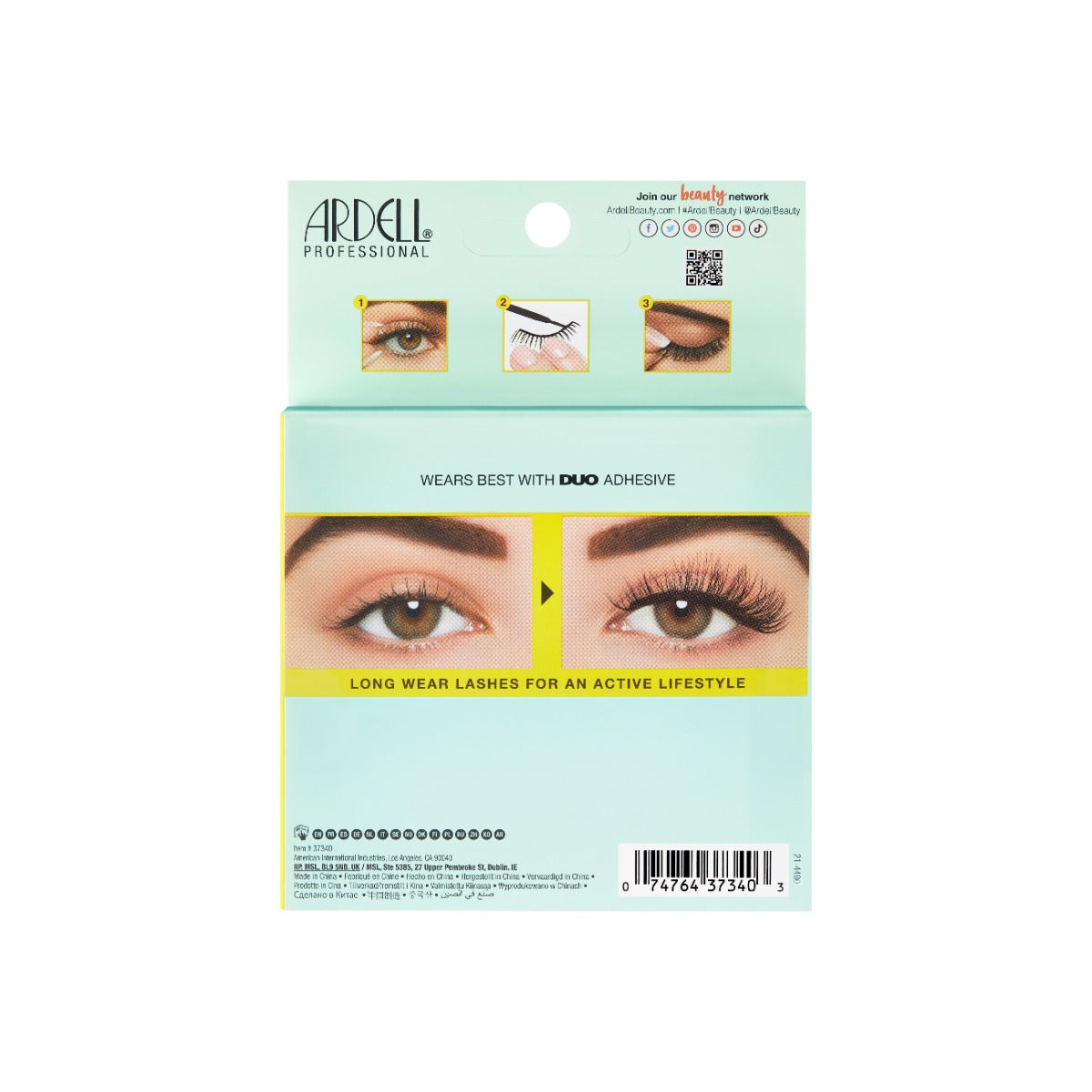Ardell Active Lash Pump'n 4 Pack back of packaging 