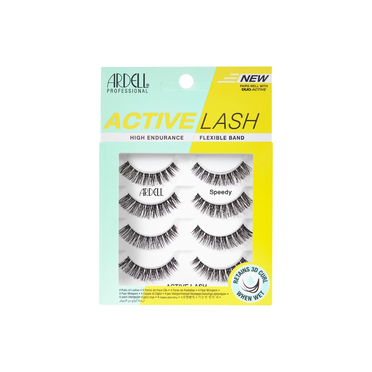 Front side of Ardell Active Lash Speedy 4 Pack packaging 