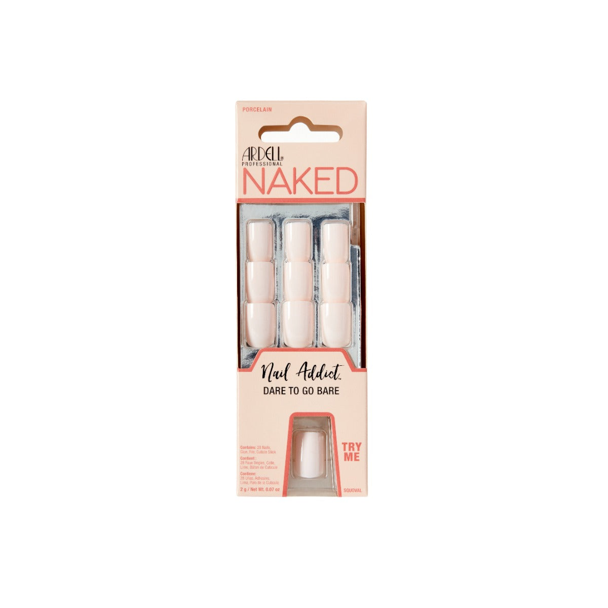 front side of Ardell Nail Addict Naked Porcelain  with a try me feature
