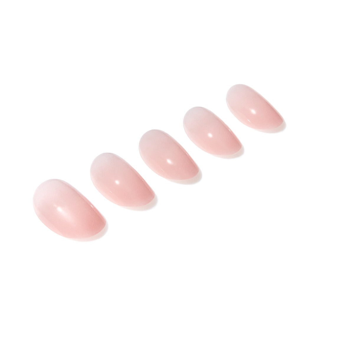 5 nails displayed from the Ardell Nail Addict Naked Innocent 